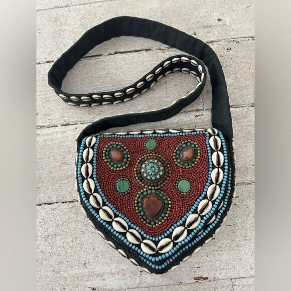 Vintage Tibetan Bead Stone Turquoise Artesian Bag - Picture 1 of 13